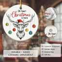 6 x Deer Christmas Ornament 2025 - Funny Gifts for Men, Women, Friends, Coworker, Double Sided Ceramic Deer Hunting Ornament as Gift for Nature Lover Woman, Animal Lover Gifts