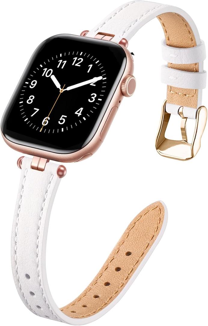 STIROLL Elegant Thin Leather Band Compatible with Apple Watch Bands Women