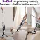 Corded Stick Vacuum Cleaner, 600W Adjustable Speed (5.5-15KPa Suction), 3-in-1 Lightweight Handheld Vac, Washable HEPA Filter, 0.8L Dust Cup, 180° Swivel for Hardwood Floor, Carpet & Pet Hair