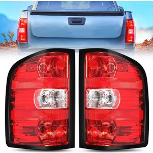 Nilight Taillight Assembly Compatible with 2007 2008 2009 2010 2011 2012 2013 2013 2014 Chevy Silverado 1500 2500HD 3500HD 2007-2013 GMC Sierra Rear Lamp Tail Light w/Bulbs and Harness Pair