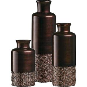 Creative Scents Dublin Brown Vases - Set of 3 Vases - Table Centerpieces for Dining Room, Kitchen Dcor, Home Decor for Your Living Room, Dining Room, Bedroom, Office, Entry Table or Shelf Decor