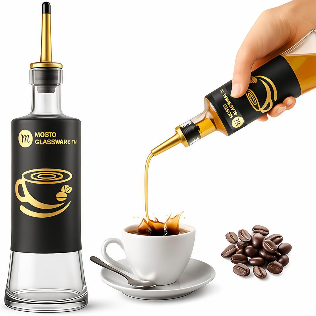 Mosto 2 Coffee Syrup Dispenser - Leak-Free Glass Syrup Dispenser for Coffee Bar- Perfect Alternative to Coffee Syrup Pump Dispenser-cool gifts for coffee lovers-Coffee Syrup Pump- Coffee Syrup Bottle