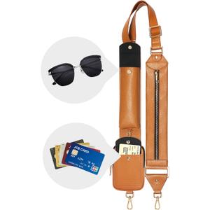 LUCKYCOIN Crossbody Purse Strap,Replacement Straps,Adjustable Vegan Leather Shoulder Strap with Purse Bags,Travel Belt Strap (Brown)