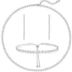Luxval Tennis Necklace 14K Gold Plated Rhinestone Butterfly Choker Necklaces for women Dainty Zirconia Cut Faux Diamond chain 3mm