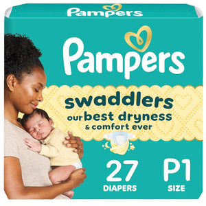 Pampers Baby Diapers  Swaddlers  Size P1, 27 Count, Ultra Absorbent Disposable Preemie Diaper