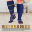 Doctor's Select Copper Plus Size Compression Socks Wide Calf - 2 Pairs | 20-30mmHg Extra Wide Calf Compression Sock Women | Wide Calf Compression Socks Women Plus Size | Copper Compression Sock Plus Size for Traveling & Running | Gray & Navy