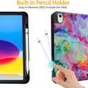 Hi Space for iPad 10th Generation Case 10.9 inch 2022 with Pencil Holder, Paint Pigment Graffiti Doodle Art Trifold Protective Shockproof Cover foriPad 10th Gen Auto Sleep Wake for A2757 A2777