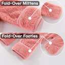 Newborn Baby Bear Outfit With Fold-Over Mittens and Footies Girls Boys Winter Fleece Clothes Hooded Romper Snowsuit (3-6 Months, Pink)