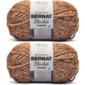 Bernat Blanket Tweeds Sandy Tweed Yarn - 2 Pack of 10.5oz/300g - Polyester - #6 Super Bulky - 220 Yards - Knitting & Crochet