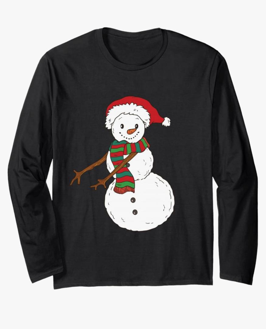 Funny cute Christmas snowman Long Sleeve T-Shirt Size S