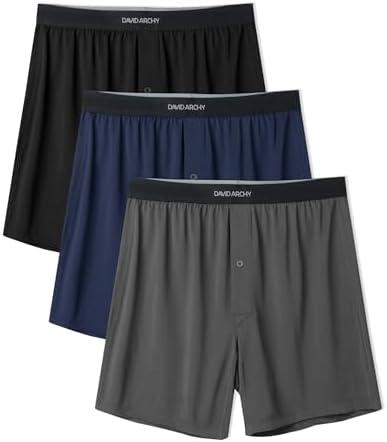 DAVID ARCHY Mens Boxer Shorts Underwear Quick Dry Breathable Mens Boxers Moisture Wicking Boxers for Men 3 Pack(XXL, Navy Blue/ Black/ Dark Gray)