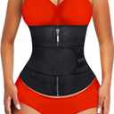YIANNA Waist Trainer for Women Latex Underbust Double Training Belt Tummy Control Waist Cincher Sport Girdle (Large)
