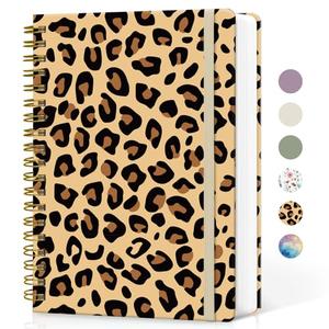 Taja Lined Spiral Notebook Journal for Work, 300 Pages Thick B5 (7.1"x10") College Ruled Journal for Women & Writing, Hardcover Notebook for Note Taking, Perfect for Office Home School Supplies, Leopard