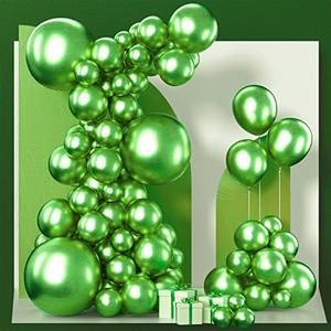 PartyWoo Metallic Green Balloons, 100 pcs Metallic Apple Green Balloons Different Sizes Pack of 18 Inch 12 Inch 10 Inch 5 Inch for Balloon Garland or Arch as Birthday Decorations, Party Decorations