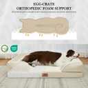 Comfort Expression Orthopedic Dog Bed for Extra Large Dogs 53x42 Inch, Waterproof Supportive Egg Crate Foam XXL Pet Bed with Removable Bolsters, Dog Couch with Washable Cover & Non-Slip Bottom, Beige