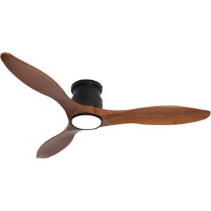 52Inch Wood Ceiling Fans with Lights and Remote Control, Indoor Outdoor Ceiling Fans Farmhouse, Low Profile Ceiling Fan with Light Timing 6 Speeds 3 Color Light Memory Lighting Reversible