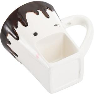 Dicunoy Set of 1 Fondue Mugs with Forks, Ceramic Personal Chocolate Melting Cup for Cheese, Individual Ceramic Butter Warmers Pot, Tealight Candle Mini Simmer Mug for Caramel, Tapas