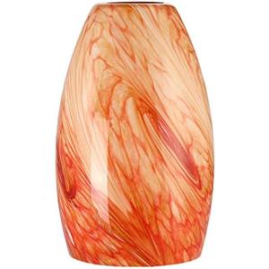 Hand Blown Art Glass Lamp Shade For Light Replacement Oval Glass Light Cover Shade Height 7.5Inch,Fitter 1.65Inch,Max Diameter 4.7Inch For Mini Pendant Ceiling Light Fixture (Amber Red)