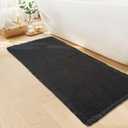 GRLYUH Black Long Bathroom Rug - Waffle Runner Bath Mat Non Slip Washable, Super Absorbent & Quick Dry, Boho Bath Mat Farmhouse Bathroom Decor, 24'' x 60'', Black