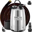 Submersible Sump Pump 1/2 HP 2300 GPH, Water Pump with Hose for Pool Draining, Portable Submersible Pump Handles Clean & Dirty Water, 25ft Power Cord, 3/4" GHT Adapter