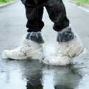 10 Pairs Disposable Plastic Shoe Covers & Boot Covers - Waterproof Non-Slip Overshoes for Men & Women, Transparent Rain Shoe Protectors for Indoor & Outdoor Use (Clear)