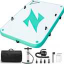 ZAFIED Inflatable Floating Dock Platform, 8 x 5 ft Floating Island for Lake, 6 inch Thickness, Enlarged & Non-Slip Bote Inflatable Dock with Manual and Electric Air Pump for River, Pool, Beach, Ocean