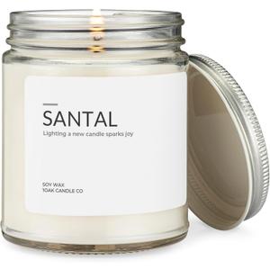 1OAK Soy Santal Candle (Santal) - Soy Wax Scented Candle - Candles for Home Scented - Long Burning Candles Premium - Hand-Poured (7oz.) (Clear Jar (7oz))