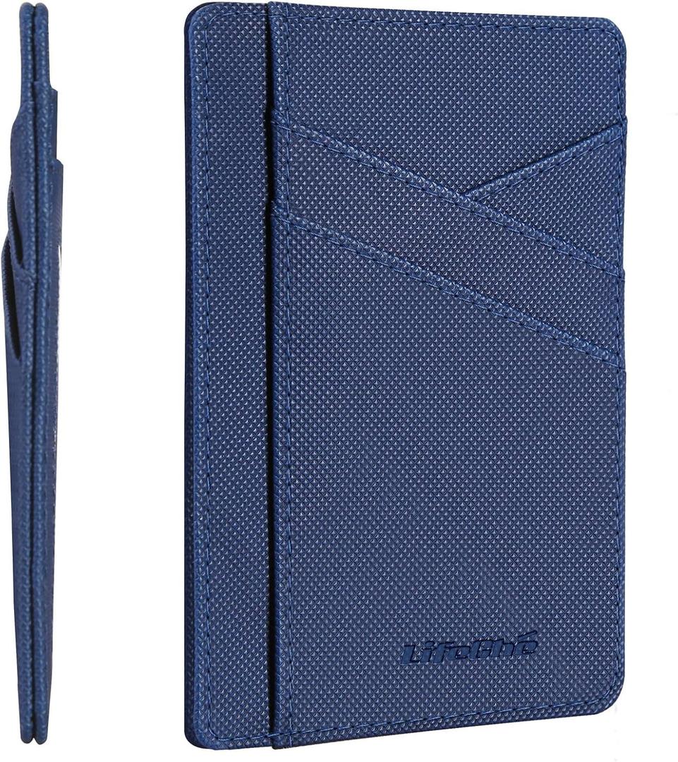 Minimalist Wallet Credit Card Holder Slim Wallet for Men Women, Soft Leather Front Pocket Wallet Small Compact Wallet Thin Card Case ID Window RFID Blocking Card Organizer Quick Access You Need (Dark Blue)