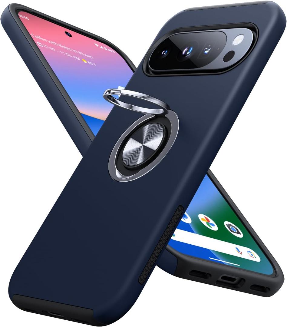JAME for Google Pixel 10 Case/Pixel 10 Pro Case, Slim Fit Military Grade Shockproof Cover with Metal Ring Holder Stand Kickstand Protective Phone Case for Google Pixel 10/10 Pro 6.3", Blue