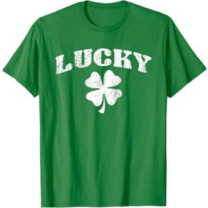 Vintage Style Lucky Clover St Patrick's Day T-Shirt S