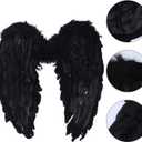 Taotenish Feather Angel Wings Party Costume Fancy Dress Fairy Feather Wing Christmas Decorations - Black