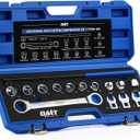 Orion Motor Tech Serpentine Belt Tool Kit, 15-Piece Ratcheting Serpentine Belt Removal and Installation Tool Set with Ratcheting Wrench Sockets Adapters Crowfoot Wrenches Extension