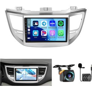 Roinvou 8 Cores 4+64G Android Car Radio for Hyundai Tucson 2015-2018, 9" Touch Screen Carplay Android Auto with 32EQ Bluetooth WiFi GPS Navigation Mirror Link Backup Camera