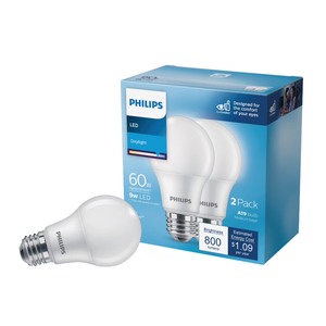 Philips EyeComfort 60W Equivalent Daylight A19 Medium LED Light Bulb (2-Pack)