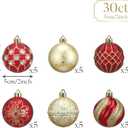 Valery Madelyn Christmas Ornaments Set, 30ct 2 Inches Red and Gold Shatterproof Christmas Tree Decorations Ball Ornaments Bulk, Luxury Hanging Ornaments for Xmas Holiday Party Decor