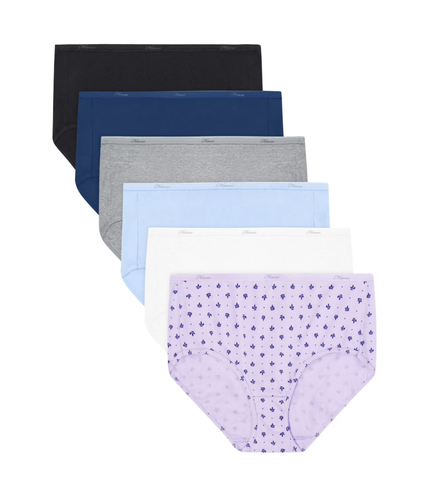 Hanes Women's Underwear Briefs Pack, 6-Pack, Cotton Brief Panties for Women, Moisture-Wicking (Plus Size) (9, Solid/Print Mix)