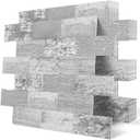 DEWOO Peel and Stick Backsplash Self Adhesive Wall Tile Farmhouse Retro Wood Look for Kitchen (10-Sheet, 13.5" x 11.4")
