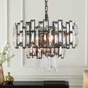 Modern Crystal Chandelier Lighting for Dining Rooms Kids Bedroom Foyer Entryway Ceiling Hanging Pendant Light Fixture Small Geometric Raindrop Lamp (17.7)