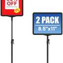 VAIIGO Sign Holder Stand 8.5 x 11, Adjustable Poster Stand for Table Top & Floor, Signage Display Stands, Floor Standing Sign Holder for Advertisement, Tradeshow, Store, Business, 2 Pack