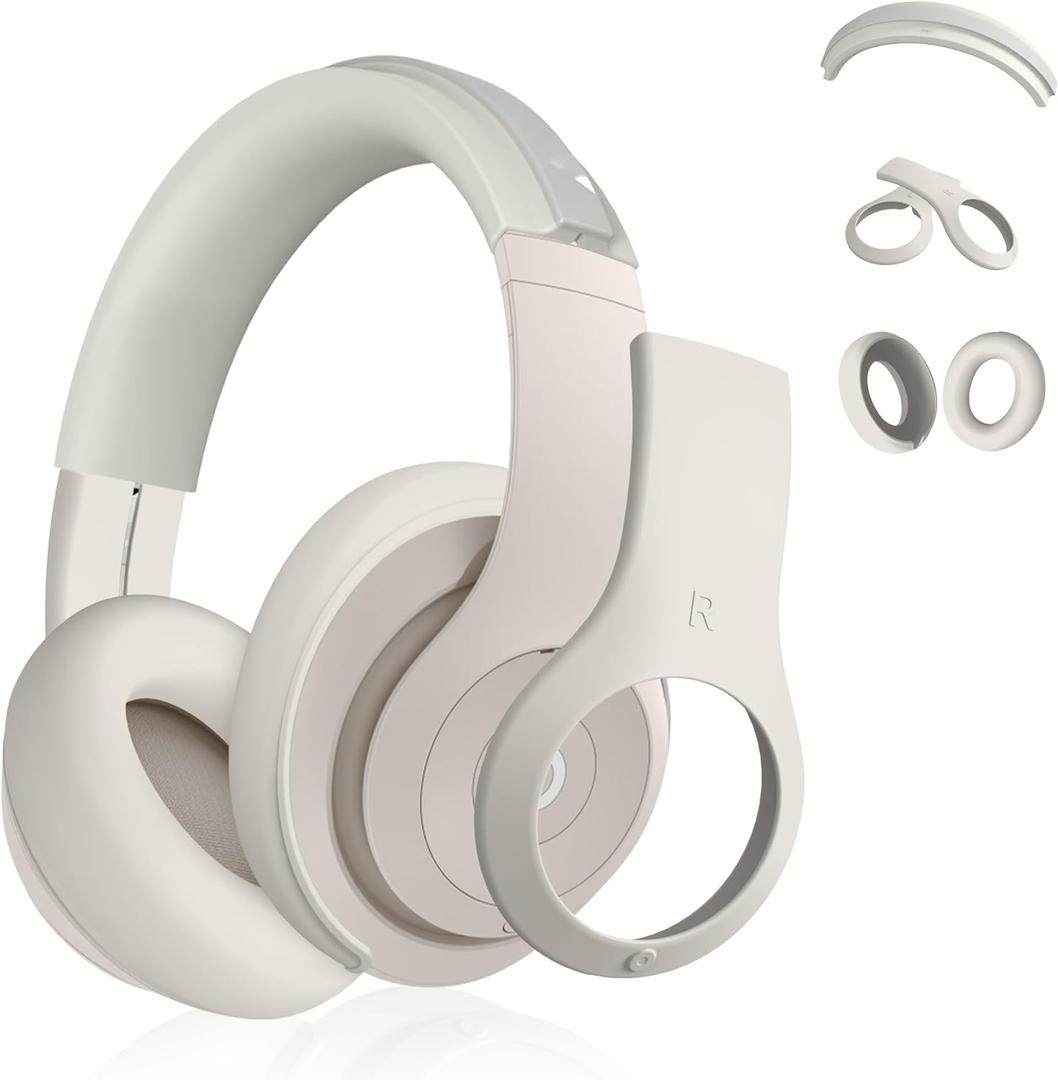 3 in 1 Silicone Case for Beats Studio Pro, Anti-Scratch Ear Pad Case/Shell Cover/Headband Covers for Beats Studio Pro, Accessories Soft Silicone Skin Protector (Apricot)