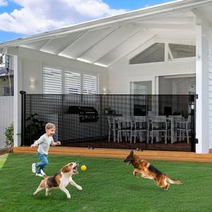 Reinforced 150 Inch Wide Retractable Baby Gate Indoor, 42 Tall Dog Gate Extra Wide with Child Lock, Length-Adjustable Mesh Gates Suitable for Stairs, Rooms, Doorways, Hallway, Kitchen