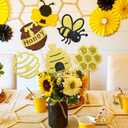 Honey Bee Party Centerpiece Sticks Glitter Bee Birthday Decorations 12PCS Happy Bee Day Table Toppers Beehive Table Centerpieces for Kids Oh Babee Baby Shower Supplies