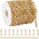 YOUBEIYEE 10 Meters Gold Plated Jewelry Chains Bulk Aluminum Chain for Jewelry Making Flat Paperclip Chain Roll