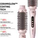 Thermal Brush, 1.7 inch Heated Round Brush with Detachable Head, Velvet Pouch and Dual Voltage for Travel, Easy to Create Blowout Look (Silver) (Pink)