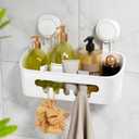 LEVERLOC Shower Caddy Suction Cup, Shower Organizer Removable Bathroom Shelf, Storage Suction Powerful Max Hold 22lbs Bathroom Caddy Waterproof Holder, White (1 X Medium)
