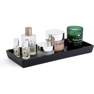 JO LAVIE Bathroom Vanity Tray  12"x5" Black Resin Counter Organizer for Perfume, Soap, Jewelry & Candles  Minimalist Tray for Sink, Dresser, Airbnb, Hotel or Bathroom Decor