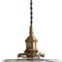 Glass Hanging Lights One-Light Vintage Pendant Light Fixtures Clear Striped Glass Shade Mid Century Modern Pendant Light Gold Brass Light Fixture Adjustable Cord for Dining Room Hallway, Clear-Hardwired-1-Light