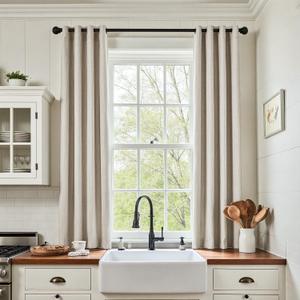 jinchan Linen Textured Curtains 63 Inch Length Blackout Curtains for Living Room Grommet Top Thermal Insulated Bedroom Window Drapes Greyish Beige, 2 Panels
