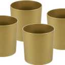 PATIKIL 6 Inch Plastic Plant Pot, 4 Pack Round Flower Planter Container for Indoor Outdoor, Gold