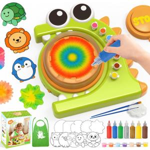 HAYXUN Dinosaur Paint Spin Art Machine Kit, Arts and Crafts for Kids Ages 4-8 Variable Speed Painting Spinner Toys Kits, Art Supplies Birthday Gifts for Boy Girl Ages 6 7 8 9 10 11 12